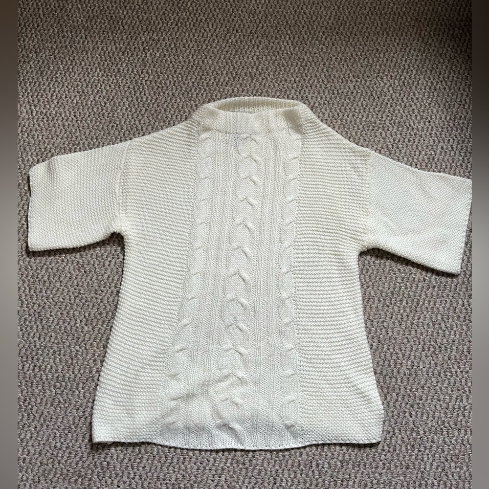 White Knit Half Sleeve Sweater/Top